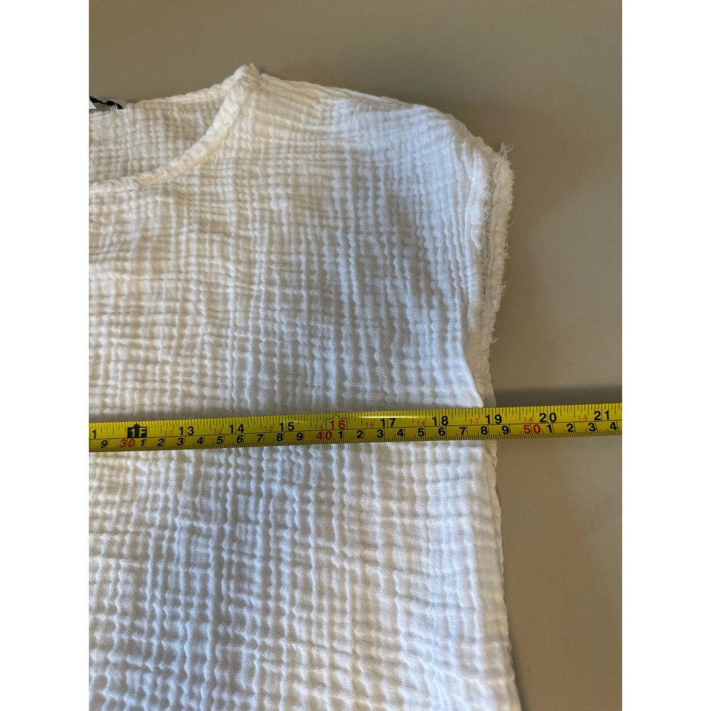 Michael Stars White Crinkle Gauze Cap Sleeve Boxy Top | Size Small - Picture 5 of 6